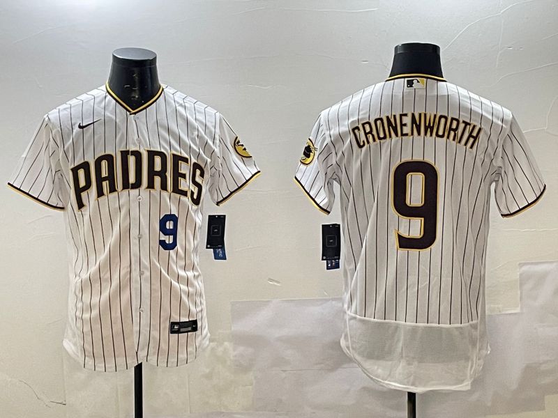 Men San Diego Padres #9 Cronenworth White Stripe Elite 2025 Nike MLB Jersey style 3->san diego padres->MLB Jersey